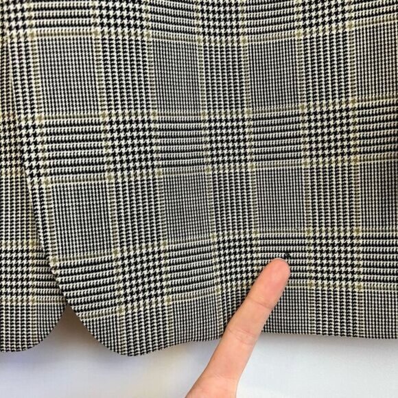 Vintage Gingham Plaid 40L Tall Vintage Wool Blazer Sports Coat Jacket Neutral - Picture 2 of 15